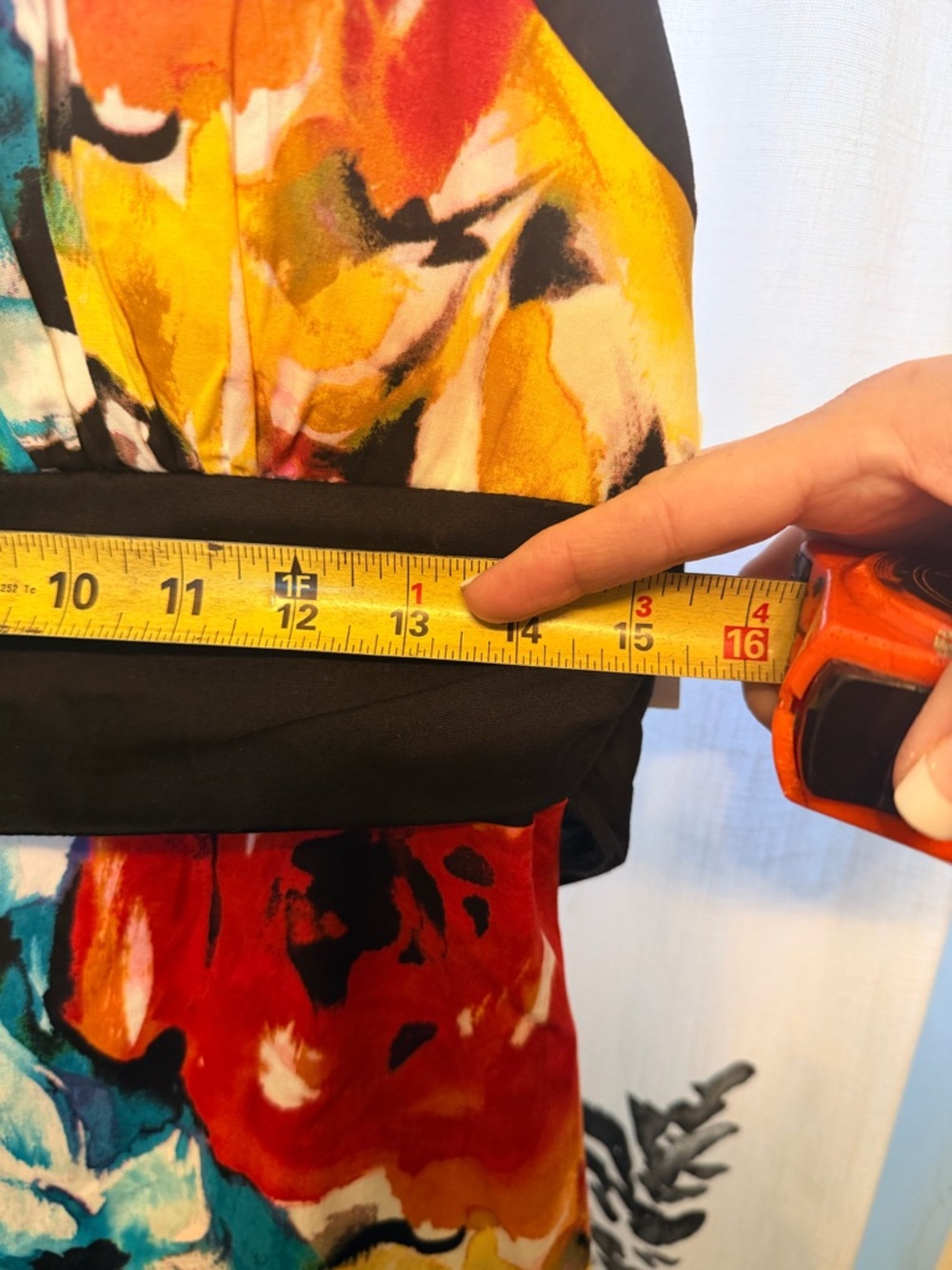 B. Smart Multicolor Floral Midi Dress with Black Waistband - Picture 8 of 9